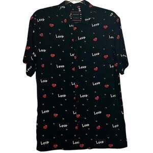 Denim & Flower Ricky Singh Love Print Button-Up | Size M